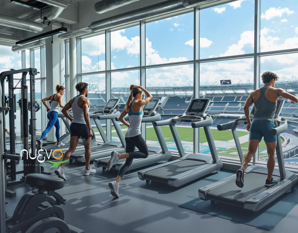 Jeunes pratiquant des activités sportives dans une salle de fitness moderne.